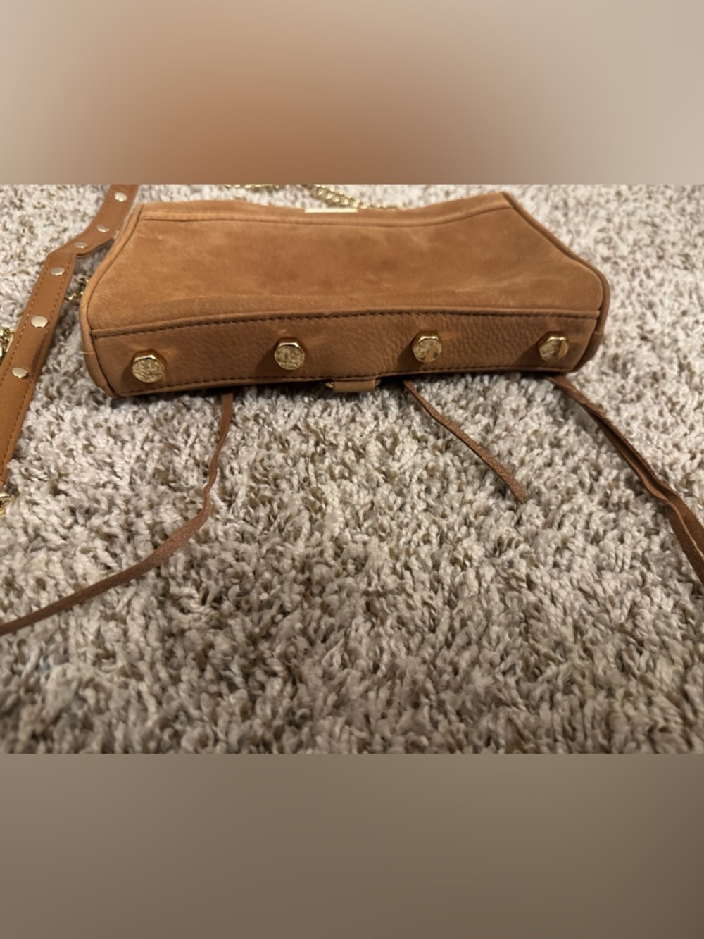 Rebecca Minkoff Suede Crossbody Bag with Gold Chain Strap - Picture 3 of 5